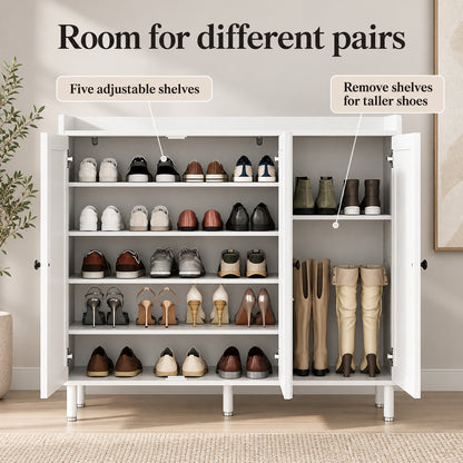 StylishGarments Three-Door Shoe Cabinet in White