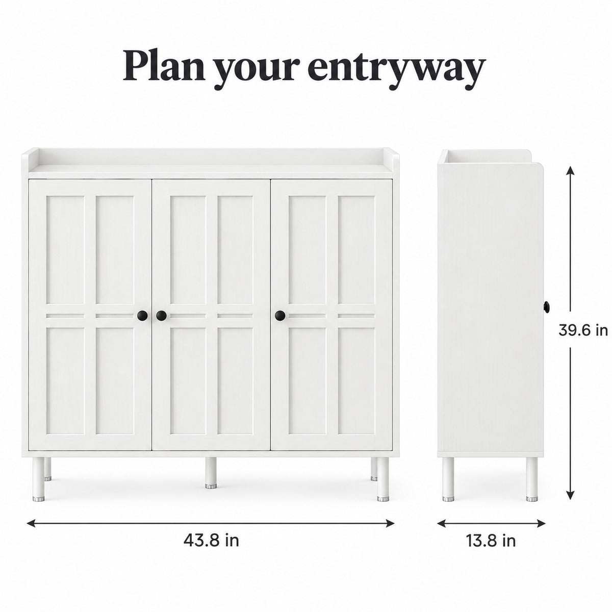 StylishGarments Three-Door Shoe Cabinet in White