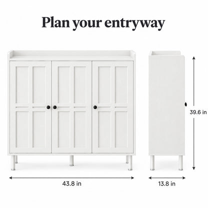 StylishGarments Three-Door Shoe Cabinet in White