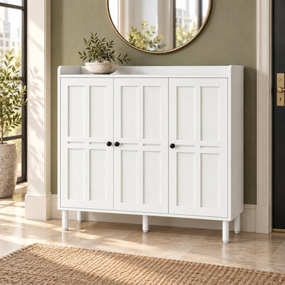 StylishGarments Three-Door Shoe Cabinet in White