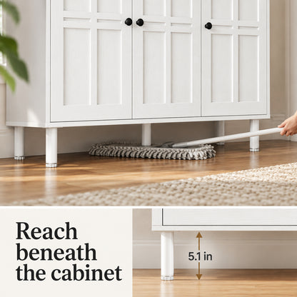 StylishGarments Three-Door Shoe Cabinet in White
