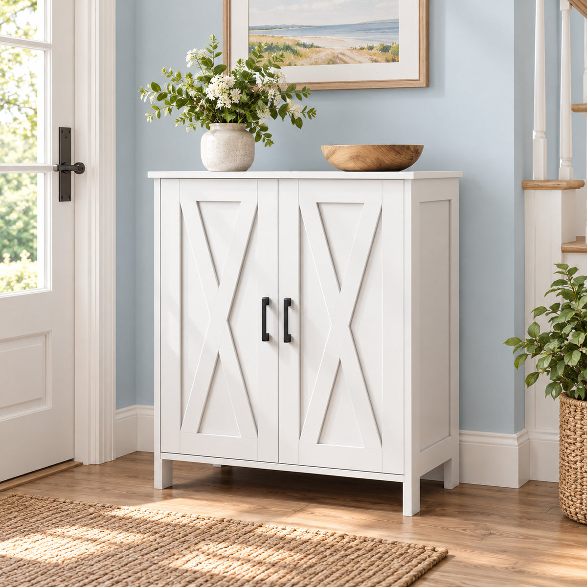 StylishGarments Barn-Door Shoe Cabinet in White