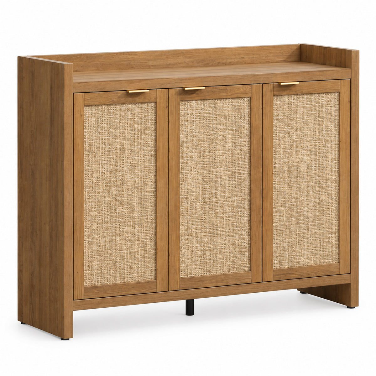 StylishGarments Rattan-Door Shoe Cabinet in Caramel Oak