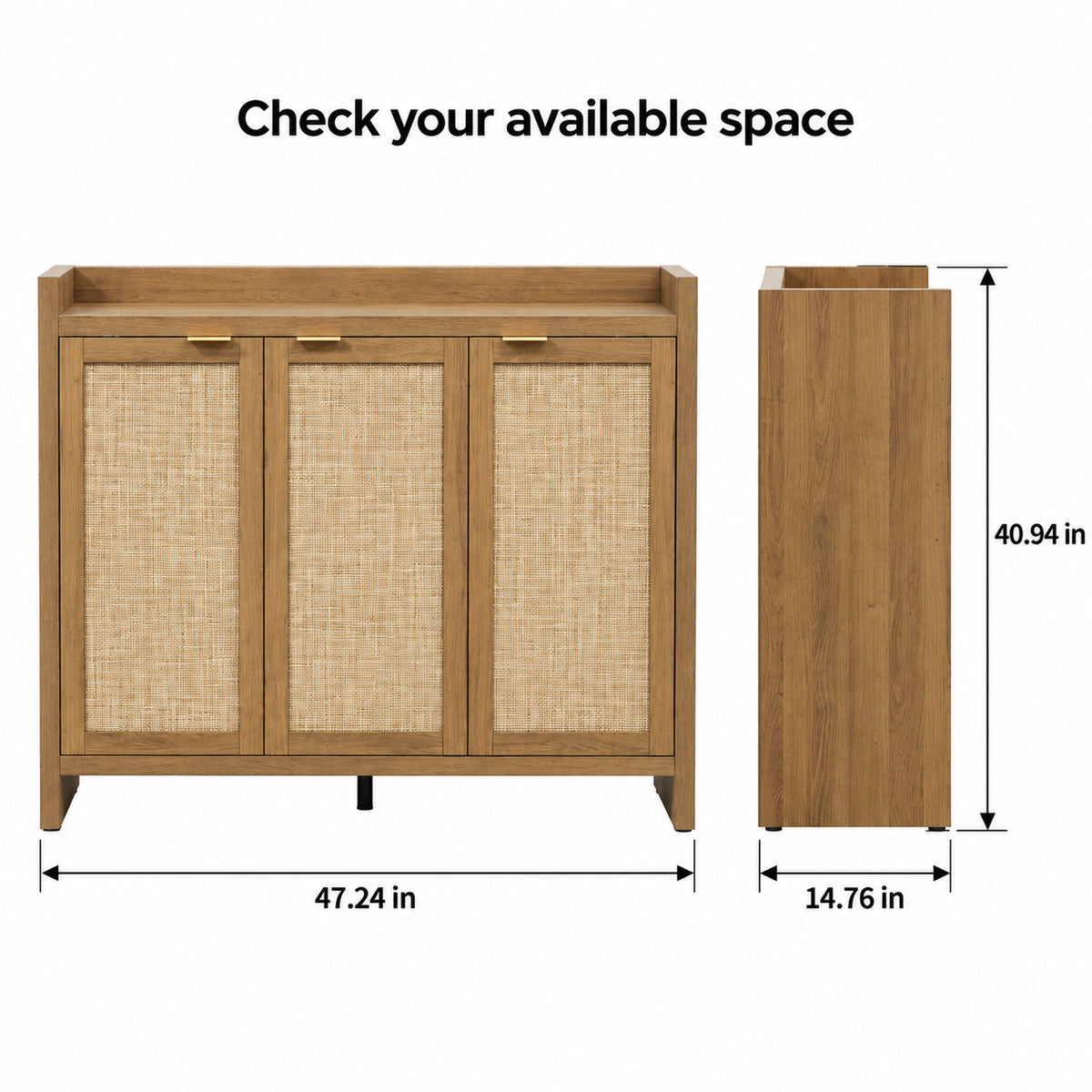 StylishGarments Rattan-Door Shoe Cabinet in Caramel Oak
