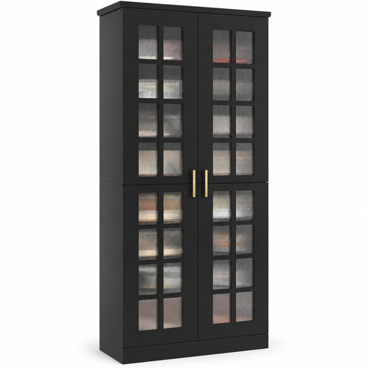 StylishGarments Tall Acrylic-Door Shoe Cabinet in Black