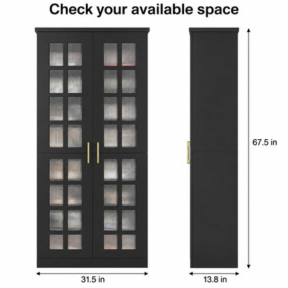 StylishGarments Tall Acrylic-Door Shoe Cabinet in Black
